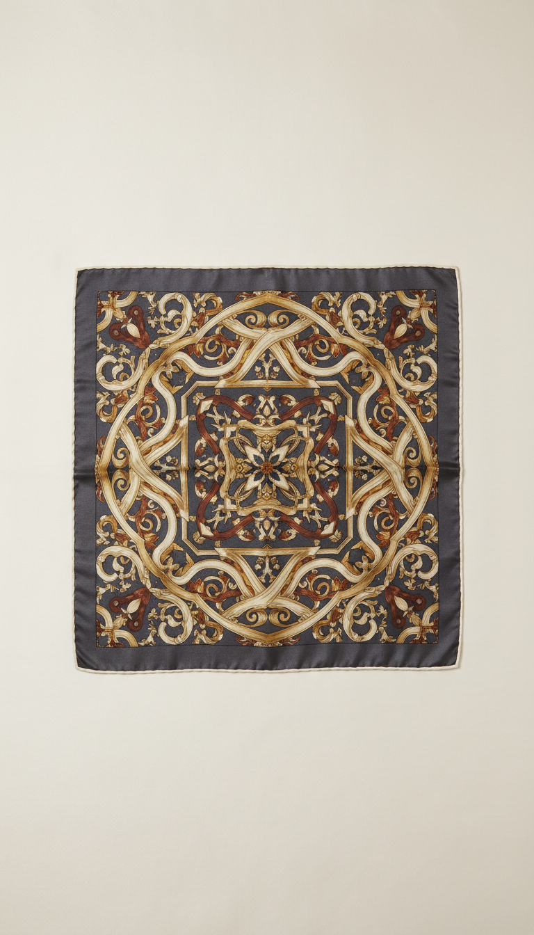 Silk Scarf with Gold Hand Detailing
